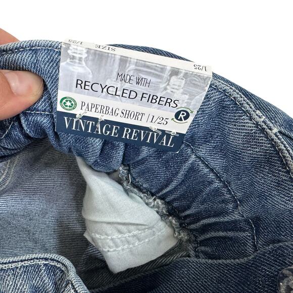 Y2K 90s Vintage‎ Revival Paperbag Denim Shorts Juniors Womens Size 1/25 Rewash - Picture 7 of 10